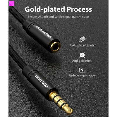 Кабель Vention 3.5 мм - 3.5 мм (M/F), 2 м, Black (BHBBH) Кабель Vention 3.5 мм - 3.5 мм (M/F), 2 м, Black (BHBBH)