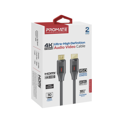 Кабель Promate ProLink HDMI - HDMI v.2.0 (M/M), 1.5 м, Black (prolink4k60-150) Кабель Promate ProLink HDMI - HDMI v.2.0 (M/M), 1.5 м, Black (prolink4k60-150)