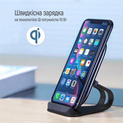 Бездротовий зарядний пристрій ColorWay Wireless Stand 15W Black (CW-CHW31Q-BK) Бездротовий зарядний пристрій ColorWay Wireless Stand 15W Black (CW-CHW31Q-BK)