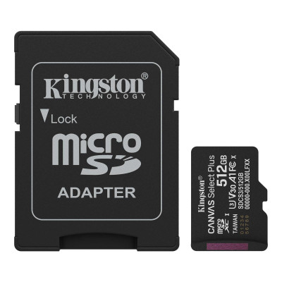 Карта пам`яті MicroSDXC 512GB UHS-I Class 10 Kingston Canvas Select Plus R150MB/s + SD-адаптер (SDCS3/512GB) Карта пам`яті MicroSDXC 512GB UHS-I Class 10 Kingston Canvas Select Plus R150MB/s + SD-адаптер (SDCS3/512GB)