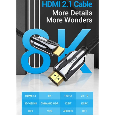 Кабель Vention HDMI - HDMI v.2.1 (M/M), 1.5 м, Black (AALBG) Кабель Vention HDMI - HDMI v.2.1 (M/M), 1.5 м, Black (AALBG)