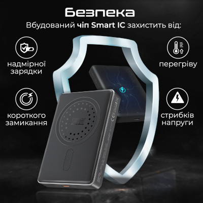Універсальна мобільна батарея Promate Blade-10 MagSafe 10000mAh 20W Black Універсальна мобільна батарея Promate Blade-10 MagSafe 10000mAh 20W Black