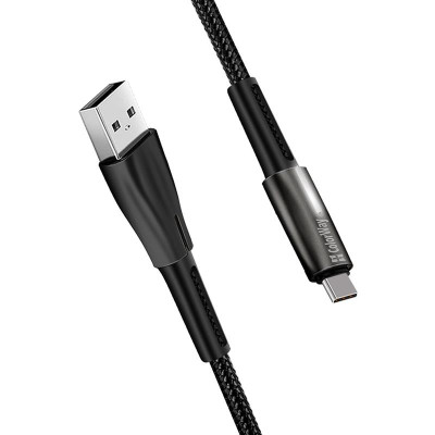Кабель ColorWay USB - USB Type-C (M/M), Zinc Alloy + Led, 2.4 А, 1 м, Black (CW-CBUC035-BK) Кабель ColorWay USB - USB Type-C (M/M), Zinc Alloy + Led, 2.4 А, 1 м, Black (CW-CBUC035-BK)