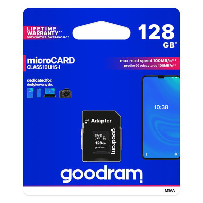 Карта пам`яті MicroSDXC 128GB UHS-I Class 10 Goodram + SD-adapter (M1AA-1280R12) Карта пам`яті MicroSDXC 128GB UHS-I Class 10 Goodram + SD-adapter (M1AA-1280R12)