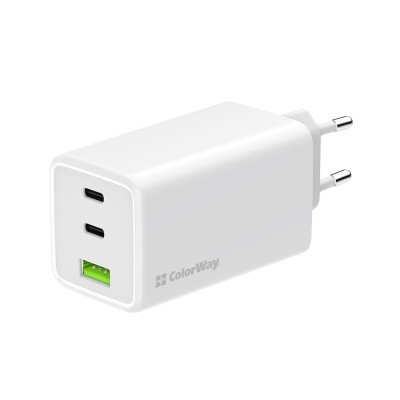 Мережевий зарядний пристрій ColorWay GaN Mini 100W PD Port PPS USB (USB-2C1A) White (CW-CHS061PD-WT)