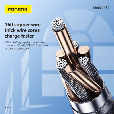 Кабель Foneng X95 Metal Head Braided Cable USB-C - Lightning (M/M) PD20W, 1.2 м, Black (X95-CA-TCIP) Кабель Foneng X95 Metal Head Braided Cable USB-C - Lightning (M/M) PD20W, 1.2 м, Black (X95-CA-TCIP)