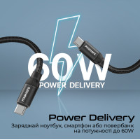 Кабель Promate Springy USB Type-C - USB Type-C (M/M), 3 A, 60 W, 1.2 м, Black Кабель Promate Springy USB Type-C - USB Type-C (M/M), 3 A, 60 W, 1.2 м, Black
