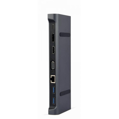 Док-станція Cablexpert USB-C 9-в-1 (A-CM-COMBO9-02) USB-хаб + HDMI/VGA/PD/LAN/3.5-мм аудіо Док-станція Cablexpert USB-C 9-в-1 (A-CM-COMBO9-02) USB-хаб + HDMI/VGA/PD/LAN/3.5-мм аудіо