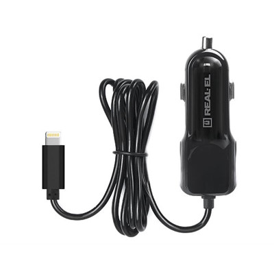 Автомобільний зарядний пристрій REAL-EL CA-17 (2USB, 2.1A) Black + кабель Lightning Автомобільний зарядний пристрій REAL-EL CA-17 (2USB, 2.1A) Black + кабель Lightning