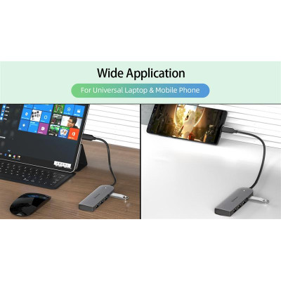 USB-хаб REAL-EL CQ-415 USB Type-C 4-в-1 USB-хаб REAL-EL CQ-415 USB Type-C 4-в-1