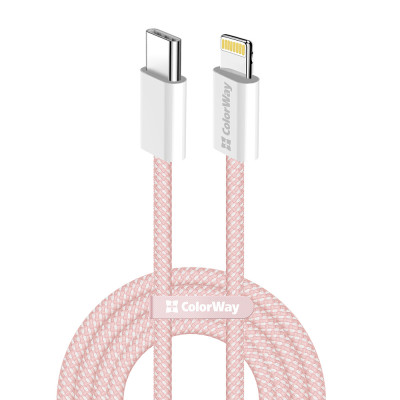 Кабель ColorWay Lightning + USB Type-C (M/M), 3.0 А, 1 м, Pink (CW-CBPDCL061-P) Кабель ColorWay Lightning + USB Type-C (M/M), 3.0 А, 1 м, Pink (CW-CBPDCL061-P)