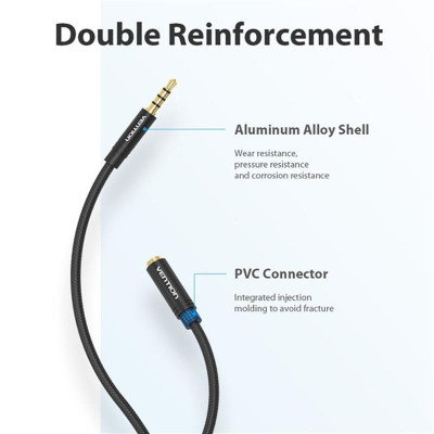 Кабель Vention 3.5 мм - 3.5 мм (M/F), 2 м, Black (BHBBH) Кабель Vention 3.5 мм - 3.5 мм (M/F), 2 м, Black (BHBBH)