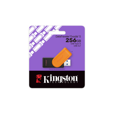 Флеш-накопичувач USB3.2 256GB Kingston DataTraveler Exodia S Black/Orange (DTXS/256GB)