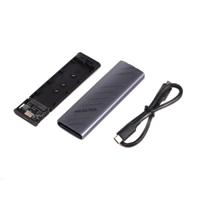 Зовнішня кишеня Maxxter M.2 NVMe PCIe, USB 3.2 Type-C, Metal, Black (EHDE-2280D-01)