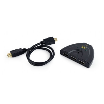 Перемикач HDMI-інтерфейсу Cablexpert HDMI - 3хHDMI V 1.4 (M/F), 0.5 м, чорний (DSW-HDMI-35) блістер Перемикач HDMI-інтерфейсу Cablexpert HDMI - 3хHDMI V 1.4 (M/F), 0.5 м, чорний (DSW-HDMI-35) блістер