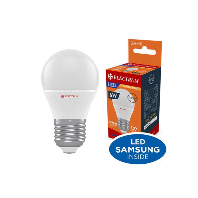 Лампа світлодіодна куля Electrum 6W E27 3000K (A-LB-1010) Лампа світлодіодна куля Electrum 6W E27 3000K (A-LB-1010)