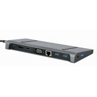 Док-станція Cablexpert USB-C 9-в-1 (A-CM-COMBO9-02) USB-хаб + HDMI/VGA/PD/LAN/3.5-мм аудіо Док-станція Cablexpert USB-C 9-в-1 (A-CM-COMBO9-02) USB-хаб + HDMI/VGA/PD/LAN/3.5-мм аудіо