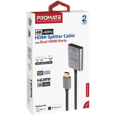 Адаптер Promate HDMI - 2xHDMI (M/F) 1 м Black (mediasplit-h2.black) Адаптер Promate HDMI - 2xHDMI (M/F) 1 м Black (mediasplit-h2.black)