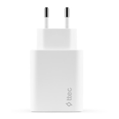Мережевий зарядний пристрій Ttec SmartCharger Duo PD USB-C/USB-A 32Вт White (2SCS24B) Мережевий зарядний пристрій Ttec SmartCharger Duo PD USB-C/USB-A 32Вт White (2SCS24B)