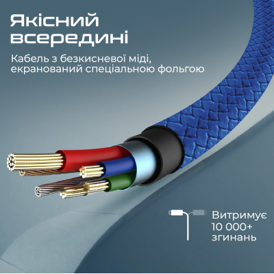 Кабель Promate xCord-Ai USB - Lightning (M/M), 2 A, 1 м, Navy Кабель Promate xCord-Ai USB - Lightning (M/M), 2 A, 1 м, Navy