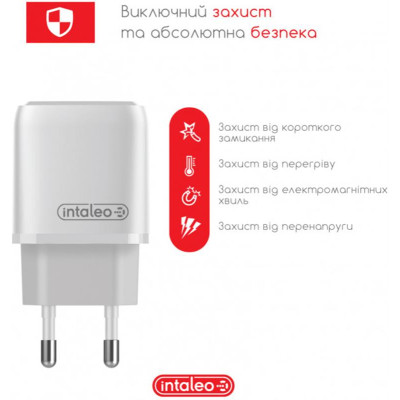 Мережевий зарядний пристрій Intaleo TCGQPD120T (1USBx3A) White (1283126509988) + кабель USB Type С Мережевий зарядний пристрій Intaleo TCGQPD120T (1USBx3A) White (1283126509988) + кабель USB Type С