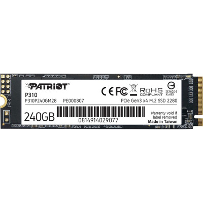 Накопичувач SSD 240GB Patriot P310 M.2 2280 PCIe NVMe 3.0 x4 TLC (P310P240GM28) Накопичувач SSD 240GB Patriot P310 M.2 2280 PCIe NVMe 3.0 x4 TLC (P310P240GM28)