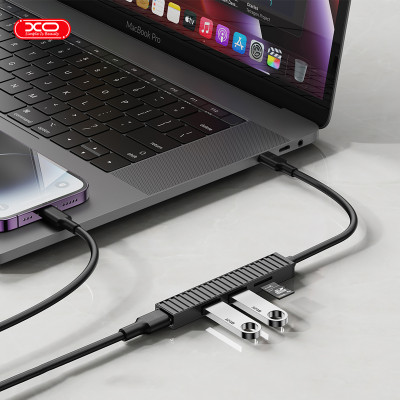 USB-хаб XO USB Type-C 3-в-1 (HUB014B.black)