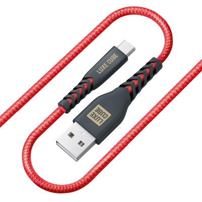 Кабель Luxe Cube Kevlar USB-microUSB (M/M), 1.2 м, червоний (8886998686264) Кабель Luxe Cube Kevlar USB-microUSB (M/M), 1.2 м, червоний (8886998686264)