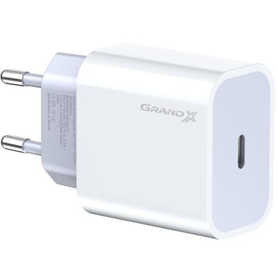 Мережевий зарядний пристрій Grand-X (1xUSB-C 20W) QC4.0, PD 3.0, FCP, AFC White (CH-770) Мережевий зарядний пристрій Grand-X (1xUSB-C 20W) QC4.0, PD 3.0, FCP, AFC White (CH-770)