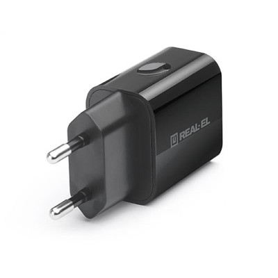 Мережевий зарядний пристрій REAL-EL CH-210 (2USB, 2.1A) Black