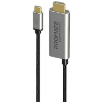 Кабель Promate HDMI-PD100 USB Type-C - HDMI V 2.0 (M/M), 1.8 м, Grey Кабель Promate HDMI-PD100 USB Type-C - HDMI V 2.0 (M/M), 1.8 м, Grey