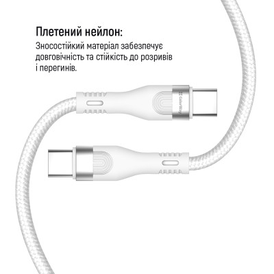 Кабель ColorWay USB Type-C + USB Type-C (M/M), 5.0 А, 1 м, White (CW-CBPDCC065-WT) Кабель ColorWay USB Type-C + USB Type-C (M/M), 5.0 А, 1 м, White (CW-CBPDCC065-WT)