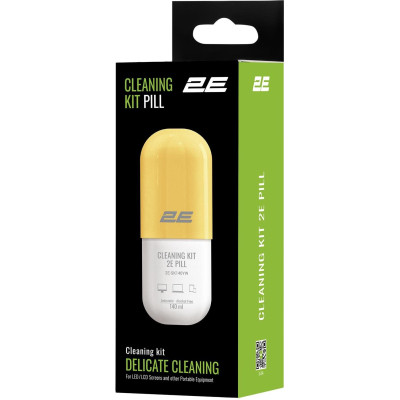 Набір для чищення 2E Pill (2E-SK140YW) LED/LCD + серветка 20х20 см White/Yellow Набір для чищення 2E Pill (2E-SK140YW) LED/LCD + серветка 20х20 см White/Yellow