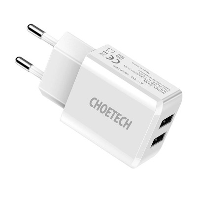 Мережевий зарядний пристрій Choetech (2USBх2A) White (C0030) Мережевий зарядний пристрій Choetech (2USBх2A) White (C0030)