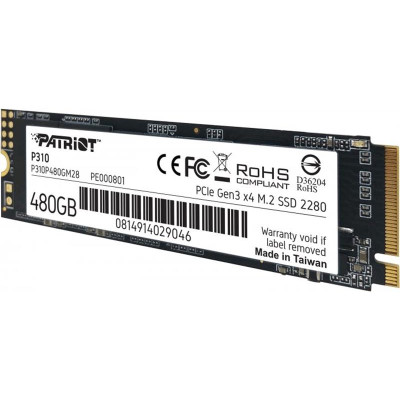Накопичувач SSD 480GB Patriot P310 M.2 2280 PCIe NVMe 3.0 x4 TLC (P310P480GM28) Накопичувач SSD 480GB Patriot P310 M.2 2280 PCIe NVMe 3.0 x4 TLC (P310P480GM28)