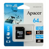 Карта пам`ятi MicroSDXC 64GB UHS-I/U3 Class 10 Apacer (AP64GMCSX10U8-R) + SD адаптер Карта пам`ятi MicroSDXC 64GB UHS-I/U3 Class 10 Apacer (AP64GMCSX10U8-R) + SD адаптер