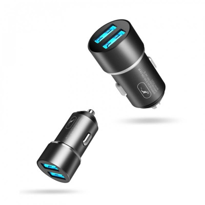 Автомобільний зарядний пристрій SkyDolphin SZ02V Aluminium (2USB, 2.4A) Black (AZP-000073) + кабель microUSB Автомобільний зарядний пристрій SkyDolphin SZ02V Aluminium (2USB, 2.4A) Black (AZP-000073) + кабель microUSB