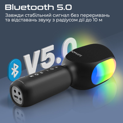 Мікрофон для караоке Promate VocalMic Bluetooth LED Black Мікрофон для караоке Promate VocalMic Bluetooth LED Black