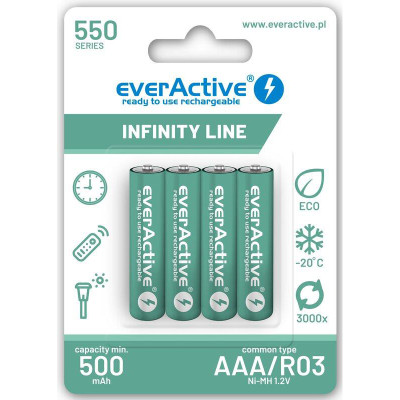Акумулятор everActive AAA/HR03 Ni-MH 550mAh BL 4шт Акумулятор everActive AAA/HR03 Ni-MH 550mAh BL 4шт