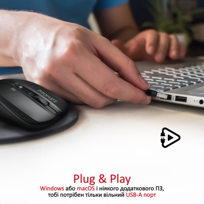 Миша бездротова Promate Contour Black Миша бездротова Promate Contour Black