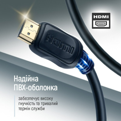 Кабель ColorWay HDMI - HDMI V 2.0 (M/M), 4K/60 Гц, 1.5 м, Black (CW-CBHD078-BK)