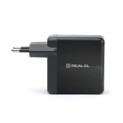 Мережевий зарядний пристрій REAL-EL CH-350 QC3.0 (2USB, 3A) Black
