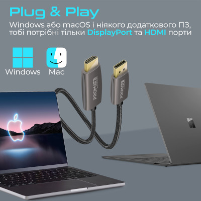 Кабель Promate DisplayPort - HDMI V 2.0 (M/M), 2 м, Black (prolink-dp200.black) Кабель Promate DisplayPort - HDMI V 2.0 (M/M), 2 м, Black (prolink-dp200.black)