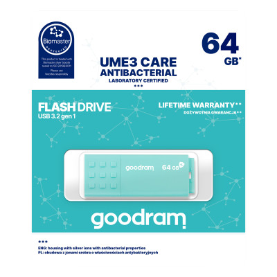Флеш-накопичувач USB3.2 64GB Goodram UME3 Care Green (UME3-0640CRR11) Флеш-накопичувач USB3.2 64GB Goodram UME3 Care Green (UME3-0640CRR11)