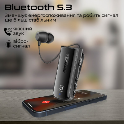 Bluetooth-гарнітура Promate Monoflix-bt Black Bluetooth-гарнітура Promate Monoflix-bt Black