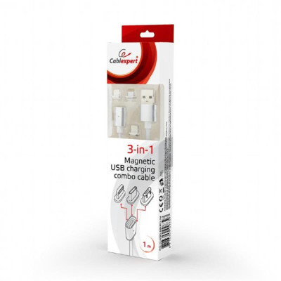 Кабель Cablexpert USB - Lightning + micro USB + USB Type-C (M/M), 1 м, сріблястий (CC-USB2-AMLM31-1M) Кабель Cablexpert USB - Lightning + micro USB + USB Type-C (M/M), 1 м, сріблястий (CC-USB2-AMLM31-1M)