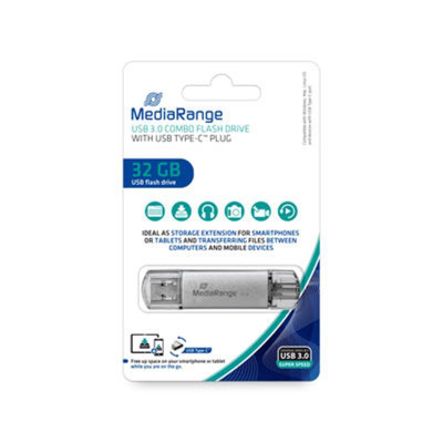 Флеш-накопичувач USB3.0 32GB Type-C MediaRange Silver (MR936) Флеш-накопичувач USB3.0 32GB Type-C MediaRange Silver (MR936)