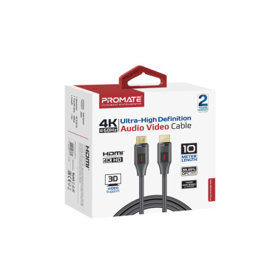 Кабель Promate HDMI - HDMI (M/M), 10 м, Black (prolink4k60-10m) Кабель Promate HDMI - HDMI (M/M), 10 м, Black (prolink4k60-10m)