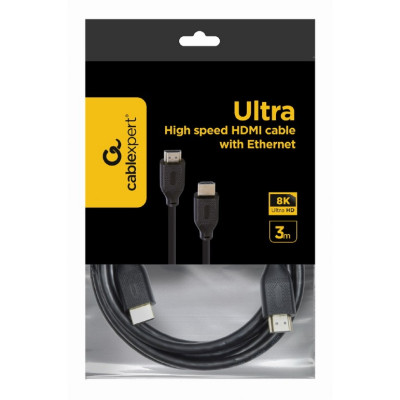 Кабель Cablexpert HDMI - HDMI V 2.1 (M/M), 3 м, чорний (CC-HDMI8K-3M) пакет Кабель Cablexpert HDMI - HDMI V 2.1 (M/M), 3 м, чорний (CC-HDMI8K-3M) пакет