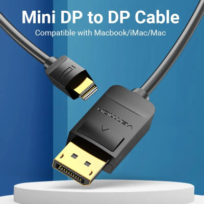 Кабель Vention MiniDisplayPort - DisplayPort V 1.2 (M/M), 3 м, чорний (HAABI) Кабель Vention MiniDisplayPort - DisplayPort V 1.2 (M/M), 3 м, чорний (HAABI)